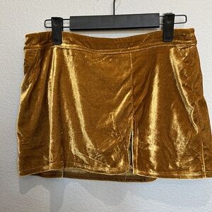 Urban Outfitters Gold Velvet Skort